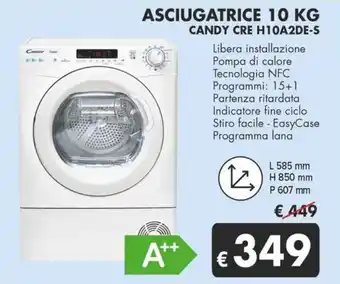 MD Discount ASCIUGATRICE 10 KG CANDY CRE H10A2DE-S offerta