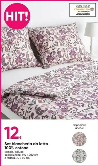 Set Biancheria Da Letto 100% Cotone