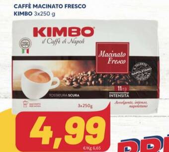Supermercati Visotto CAFFÈ MACINATO FRESCO KIMBO 3x250 g offerta