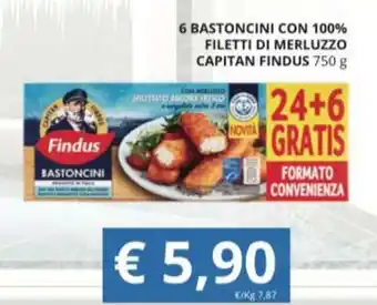 6 BASTONCINI CON 100% FILETTI DI MERLUZZO CAPITAN FINDUS 750 g