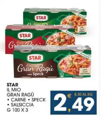 SeBón Supermercati STAR IL MIO GRAN RAGÙ g 100 x 3 offerta