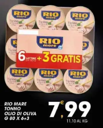 RIO MARE TONNO OLIO DI OLIVA G 80 X 6+3