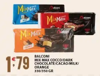 Sisa BALCONI MIX MAX COCCO/DARK CHOCOLATE/CACAO/MILK/ ORANGE 330/350 gr offerta