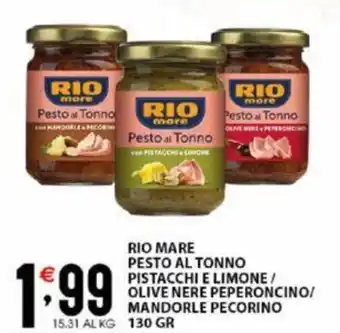 Sisa RIO MARE PESTO AL TONNO PISTACCHI E LIMONE / OLIVE NERE PEPERONCINO/ MANDORLE PECORINO 130 GR offerta