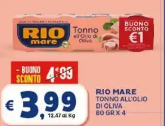 Sisa RIO MARE TONNO ALL'OLIO DI OLIVA 80 GRX 4 offerta