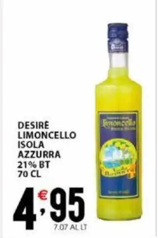 Sisa DESIRE LIMONCELLO ISOLA AZZURRA 21% BT 70 CL offerta