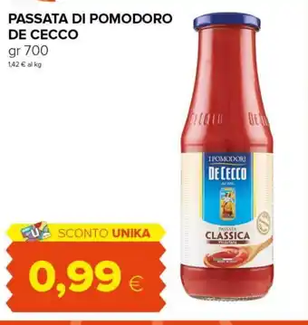 Tigre PASSATA DI POMODORO DE CECCO gr 700 offerta