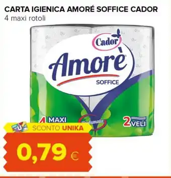 Tigre CARTA IGIENICA AMORÉ SOFFICE CADOR 4 maxi rotoli offerta