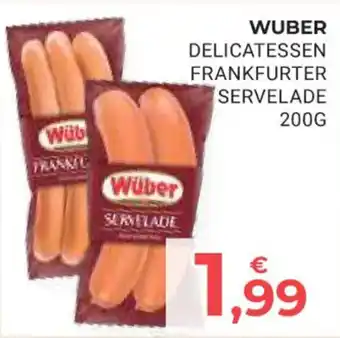 WUBER DELICATESSEN FRANKFURTER SERVELADE 200G