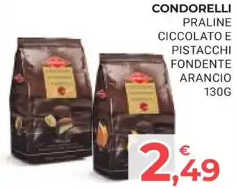 CONDORELLI PRALINE CICCOLATO E PISTACCHI FONDENTE ARANCIO 130G