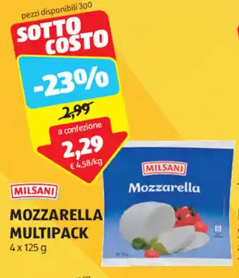 ALDI MILSANI MOZZARELLA MULTIPACK 4x 125 g offerta