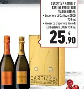 Conad Superstore Cantina produttori di valdobbiadene cassetta 2 bottiglie offerta