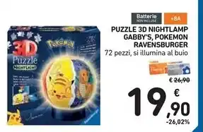 Ravensburger puzzle 3d nightlamp gabby's , pokemon