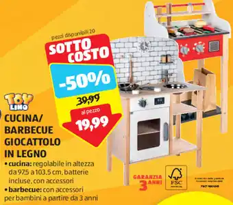 ALDI CUCINA/ BARBECUE GIOCATTOLO IN LEGNO offerta