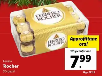 Lidl Ferrero Rocher 30 pezzi 375 g confezione offerta