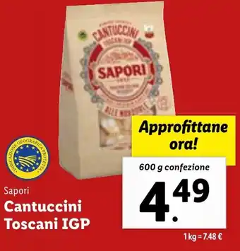 Lidl Sapori Cantuccini Toscani IGP 600 g confezione offerta