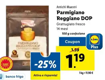 Lidl Antichi Maestri Parmigiano Reggiano DOP 100 g confezione offerta
