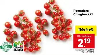 Lidl Pomodoro Ciliegino XXL 650 g confezione offerta