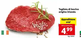 Tagliata di bovino origine Irlanda 200 g confezione