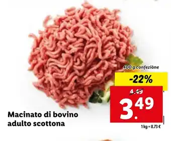 Lidl Macinato di bovino adulto scottona 400 g confezione offerta