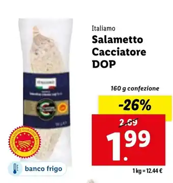 Lidl Italiamo Salametto Cacciatore DOP 160 g confezione offerta