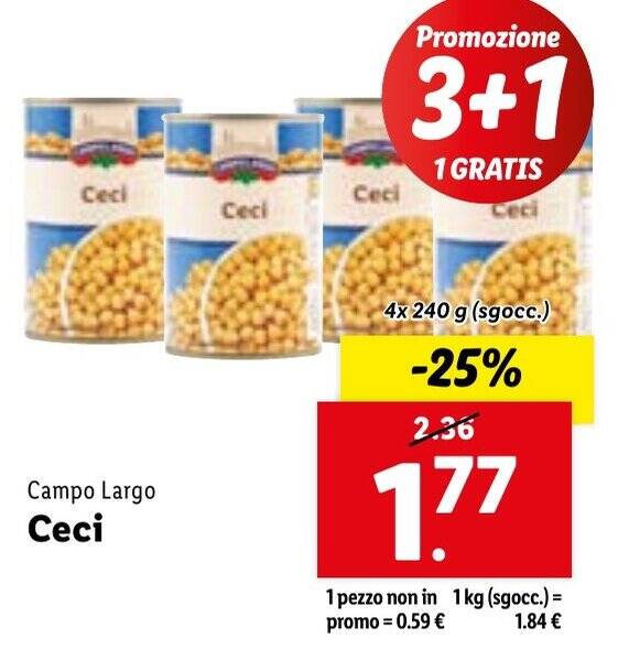 Campo Largo Ceci 4x 240 g (sgocc.) offerta di Lidl