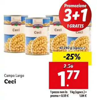 Lidl Campo Largo Ceci 4x 240 g (sgocc.) offerta