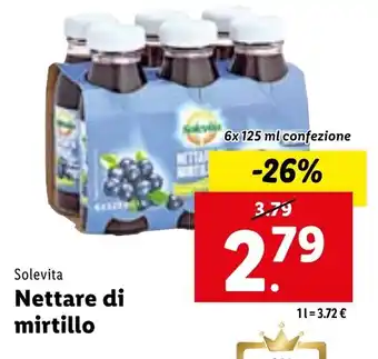 Lidl Solevita Nettare di mirtillo 6 6x 125 ml confezione offerta