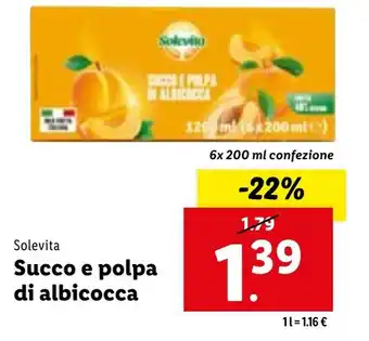 Lidl Solevita Succo e polpa di albicocca 6x 200 ml confezione offerta