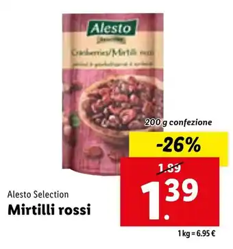 Lidl Alesto Selection Mirtilli rossi 200 g confezione offerta