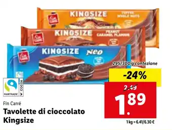 Lidl Fin Carré Tavolette di cioccolato Kingsize 295/300 g confezione offerta