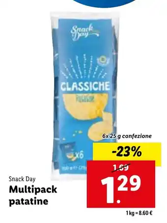 Lidl Snack Day Multipack patatine 6x 25 g confezione offerta
