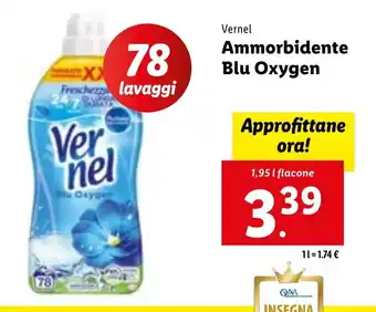 Lidl Vernel Ammorbidente Blu Oxygen 1,95 l flacone offerta