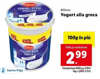 Lidl Milbona Yogurt alla greca 1100 g confezione offerta