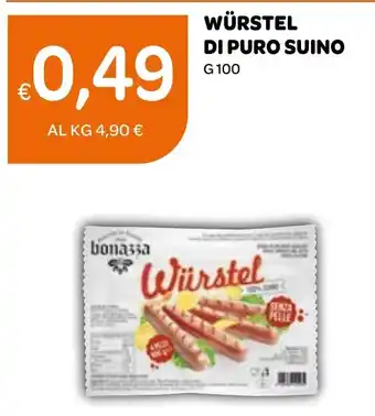 Ekom WÜRSTEL DI PURO SUINO G 100 offerta