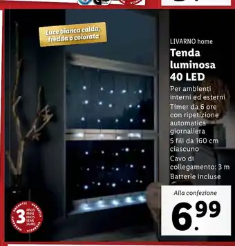 Lidl LIVARNO home Tenda luminosa 40 LED offerta