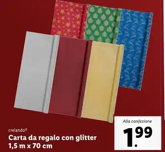 Lidl crelando Carta da regalo con glitter 1,5 m x 70 cm offerta