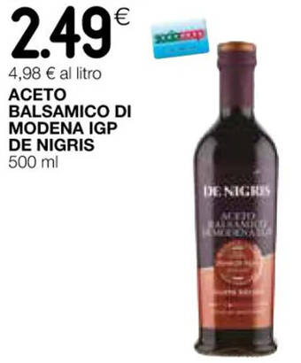 Coop ACETO BALSAMICO DI MODENA IGP DE NIGRIS 500 ml offerta
