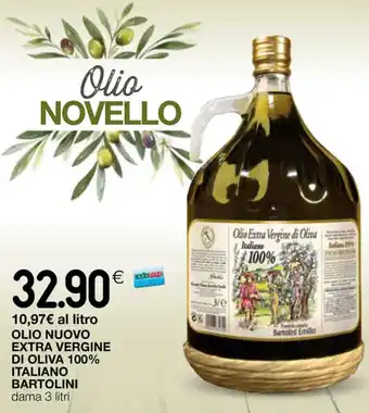 OLIO NUOVO EXTRA VERGINE DI OLIVA 100% ITALIANO BARTOLINI dama 3 litri