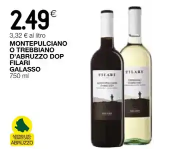 Coop MONTEPULCIANO O TREBBIANO D'ABRUZZO DOP FILARI GALASSO 750 ml offerta