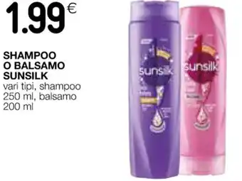 Coop SHAMPOO O BALSAMO SUNSILK vari tipi, shampoo 250 ml, balsamo 200 ml offerta