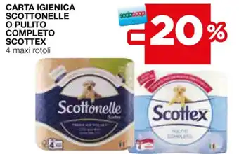 Coop CARTA IGIENICA SCOTTONELLE O PULITO COMPLETO SCOTTEX 4 maxi rotoli offerta