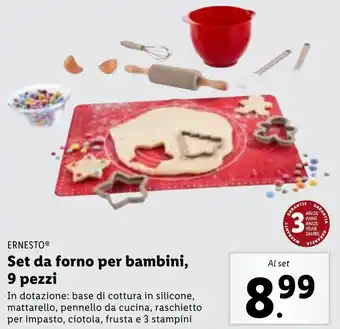 Lidl ERNEST Set da forno per bambini, 9 pezzi offerta