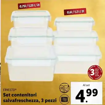 Lidl ERNESTO Set contenitori salvafreschezza, 3 pezzi offerta