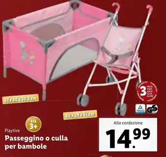 Lidl Playtive Passeggino o culla per bambole offerta