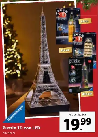 Lidl Puzzle 3D con LED offerta