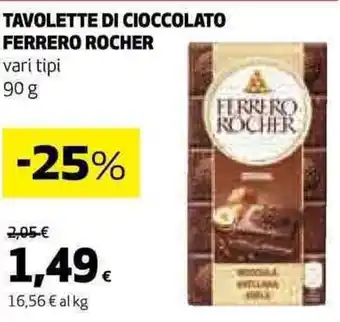 Coop TAVOLETTE DI CIOCCOLATO FERRERO ROCHER vari tipi 90 g offerta