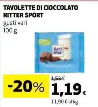 Coop TAVOLETTE DI CIOCCOLATO RITTER SPORT gusti vari 100 g offerta