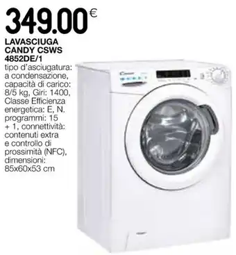 Coop LAVASCIUGA CANDY CSWS 4852DE/1 dimensioni: 85x60x53 cm offerta