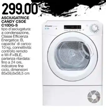 Coop ASCIUGATRICE CANDY CSOE C10DG-S dimensioni 85x59,6x58,5 cm offerta